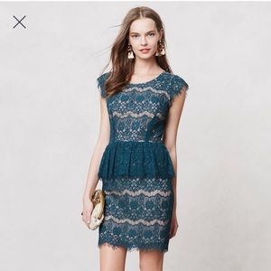 Anthropologie Elsa Peplum Dress in Green